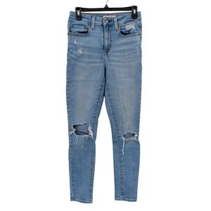 Levi's 721 High Rise Skinny Jeans Light Wash Distressed Stretch 28